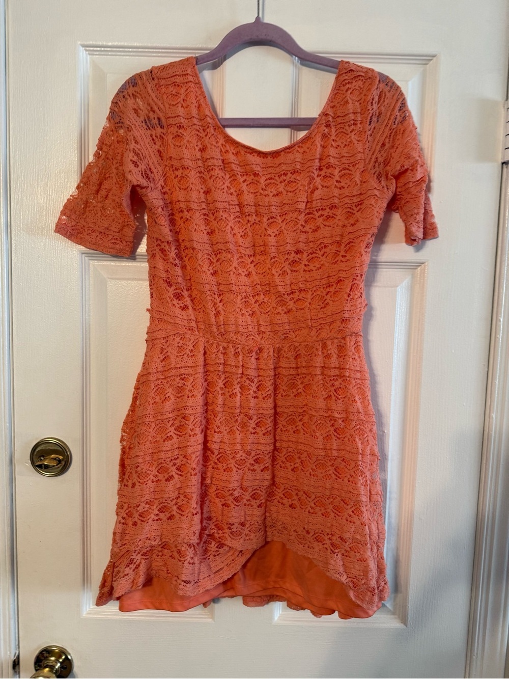 Rewind Peach Lace Mini Dress